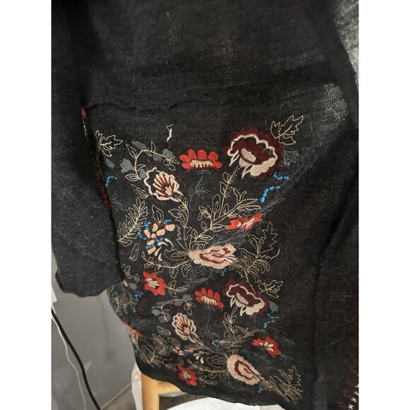 Athleta Caite Long Grey Embroidered Hoodie Cardigan - Medium - Wool Blend - Picture 6 of 6